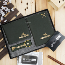 Load image into Gallery viewer, Personalized Men's Wallet, Keychain & Passport Cover with Name & Charm