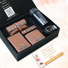 Load image into Gallery viewer, Birthday Special Personalized Gift Combo for Him – 6-in-1 Custom Gift Set with Wallet & Coffee Travel Mug