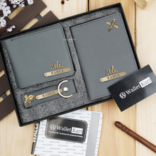 Load image into Gallery viewer, Personalized Men's Wallet, Keychain & Passport Cover with Name & Charm