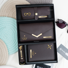 Load image into Gallery viewer, Personalised Leather Name Women's Clutch, Keychain, Passport Cover & Eyewear Case