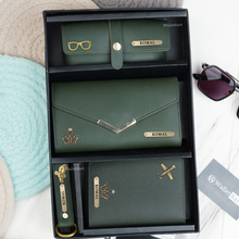 Load image into Gallery viewer, Personalised Leather Name Women's Clutch, Keychain, Passport Cover & Eyewear Case