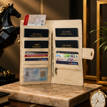 Load image into Gallery viewer, Personalized Family Passport Organizer for 4 Passports | Custom Name Travel Document Wallet with 8 Card Slots | Passport Cover for Men & Women