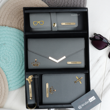 Load image into Gallery viewer, Personalised Leather Name Women's Clutch, Keychain, Passport Cover & Eyewear Case