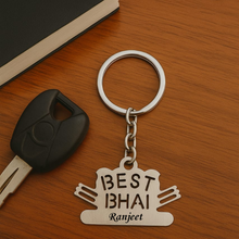 Load image into Gallery viewer, Best Bhai Ever – Personalized Metal Keychain with His Name