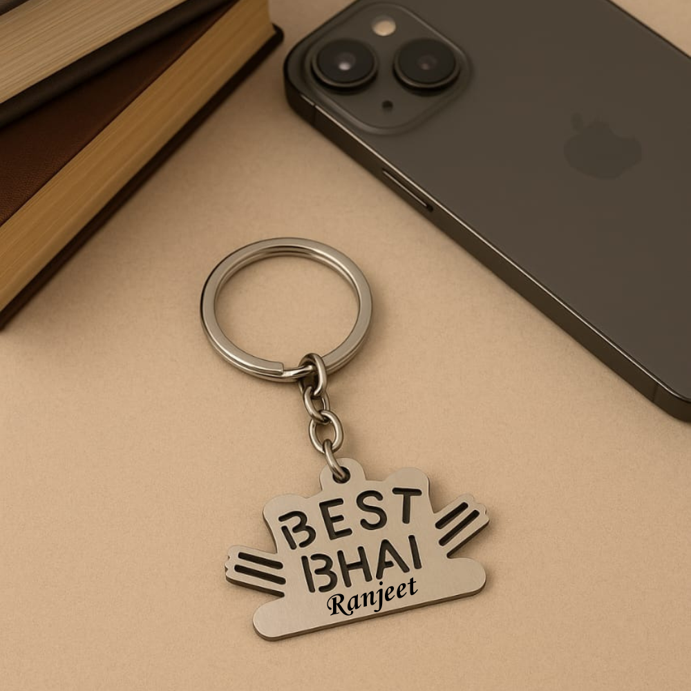 Best Bhai Ever – Personalized Metal Keychain with His Name