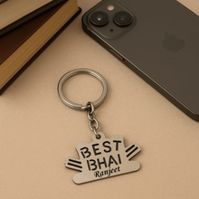 Load image into Gallery viewer, Best Bhai Ever – Personalized Metal Keychain with His Name