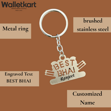 Load image into Gallery viewer, Best Bhai Ever – Personalized Metal Keychain with His Name
