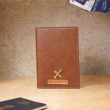 Load image into Gallery viewer, Elegant Personalized Passport Case with Name on leather strip with hand embossed