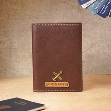 Load image into Gallery viewer, Elegant Personalized Passport Case with Name on leather strip with hand embossed