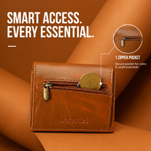 Load image into Gallery viewer, WALLETKART RFID Blocking Slim Card Holder Wallet for Men | Pull-Down Quick Card Access | Zipper Coin Pocket | ID Card Slot | Compact Leather Wallet (STYLE ID #26)