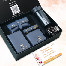 Load image into Gallery viewer, Birthday Special Personalized Gift Combo for Him – 6-in-1 Custom Gift Set with Wallet & Coffee Travel Mug