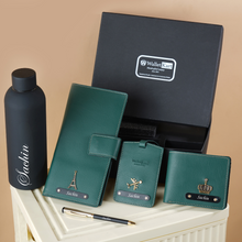 Load image into Gallery viewer, Hand Embossed Customized (5 in 1 ) Leather wallet Gift Combo for Boyfriend Friend Husband Father & Son