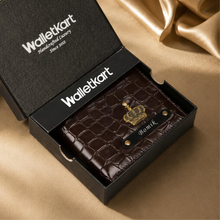 Load image into Gallery viewer, Personalized Pattern Textured Bi-Fold Wallet for Men | Custom Name | Artificial Leather | Multiple Card Slots | Spacious Cash Pocket | Slim & Stylish Everyday Wallet ( STYLE ID#73 )