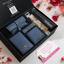 Load image into Gallery viewer, Personalized 6-in-1 Premium Gift Combo for Men | Wallet, Eyewear Case, Keychain, Passport Cover, Bottle & Chocolates