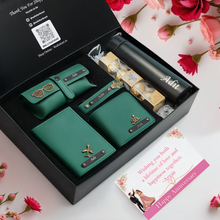 Load image into Gallery viewer, Personalized 6-in-1 Premium Gift Combo for Men | Wallet, Eyewear Case, Keychain, Passport Cover, Bottle & Chocolates