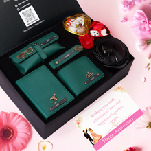 Load image into Gallery viewer, Anniversary Special Personalised Gift Combo for Him – 7-in-1 Romantic Set with Wallet with Name & Charm Combo