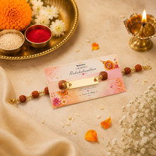 Load image into Gallery viewer, Raksha Bandhan Gift Set – Customized Leather Wallet & Belt for Brother with Rudraksh Rakhi