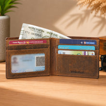 Load image into Gallery viewer, Hunter Genuine Leather Bifold Wallet for Men | 5 Card Slots, ID Window & Cash Compartment (STYLE ID #19)