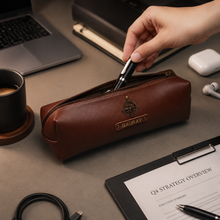 Load image into Gallery viewer, Perfect Gift for corporate & Office – Customised Leather Pouch with Name & Charm ( STYLE ID#52)