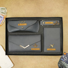 Load image into Gallery viewer, Personalized Name Emboosed 4 in 1 Clutch Combo Gift for Girlfriend | Customized Gift for Girlfriend | Engraved Gifts for Her