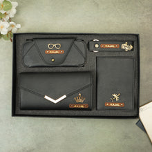 Load image into Gallery viewer, Perfect Personalized 4 in 1 Gift for Her – Clutch, Keychain, Passport Holder & Eyewear Case with Name & Charm