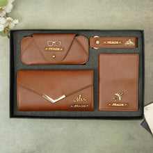 Load image into Gallery viewer, Perfect Personalized 4 in 1 Gift for Her – Clutch, Keychain, Passport Holder & Eyewear Case with Name & Charm