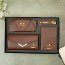 Load image into Gallery viewer, Perfect Personalized 4 in 1 Gift for Her – Clutch, Keychain, Passport Holder & Eyewear Case with Name & Charm
