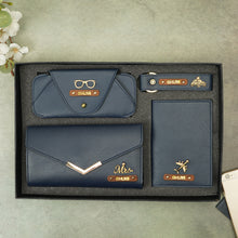 Load image into Gallery viewer, Perfect Personalized 4 in 1 Gift for Her – Clutch, Keychain, Passport Holder & Eyewear Case with Name & Charm