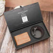 Load image into Gallery viewer, Genuine Crunch Leather Wallet & Belt Combo for Men | Premium Slim Bifold Wallet with Cash Pocket, Card Slots & Matching Leather Belt (STYLE ID #29)