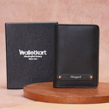 Load image into Gallery viewer, Personalised Bi-Fold Wallet for Men with Custom Name | Premium Vegan Leather Wallet with Card Slots, Cash Compartment & Snap Closure