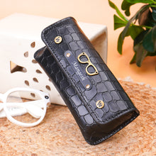 Load image into Gallery viewer, Personalized Croco Texture Eyeglass Case with Custom Name & Charm | Premium Spectacle & Sunglasses Holder with Snap Closure