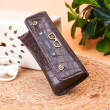 Load image into Gallery viewer, Personalized Croco Texture Eyeglass Case with Custom Name & Charm | Premium Spectacle & Sunglasses Holder with Snap Closure