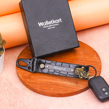 Load image into Gallery viewer, Personalized Croco Texture Keychain with Custom Name & Charm | Premium Key Holder with Carabiner Clip & Key Ring for Men & Women