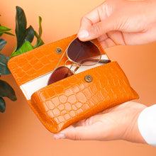 Load image into Gallery viewer, Personalized Croco Texture Eyeglass Case with Custom Name & Charm | Premium Spectacle & Sunglasses Holder with Snap Closure