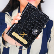 Load image into Gallery viewer, Personalized Croco Texture Gift Set for Women with Custom Name | 4-in-1 Premium Clutch, Passport Holder, Eyeglass Case & Keychain