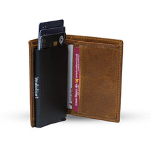 Load image into Gallery viewer, Genuine Leather  Men's Metal Card Holder with card and cash compartment (STYLE ID #30)