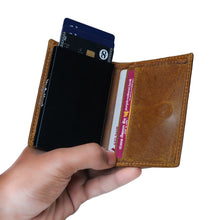 Load image into Gallery viewer, Genuine Leather  Men's Metal Card Holder with card and cash compartment (STYLE ID #30)