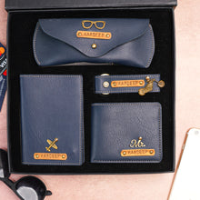 Load image into Gallery viewer, Personalized Leather Men's Wallet,Keychain,Passport cover And Eyewear Case Emboss Leather Strip With Name and Charm | Customised 4 In 1 Gift Combo For Boyfriend Husband & Father On Birthday and Anniversary