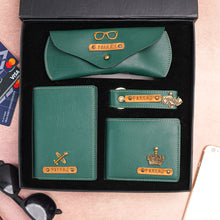 Load image into Gallery viewer, Personalized Leather Men's Wallet,Keychain,Passport cover And Eyewear Case Emboss Leather Strip With Name and Charm | Customised 4 In 1 Gift Combo For Boyfriend Husband & Father On Birthday and Anniversary