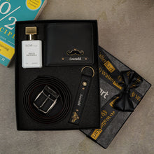 Load image into Gallery viewer, Personalized Leather Essentials – Men's Wallet, Belt & Keychain & Perfume 4 in 1  Combo for boyfriend , Husband on Birthday
