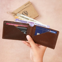 Load image into Gallery viewer, Premium Handmade Genuine Leather Men's Wallet with Name Engarved on metal Plate (STYLE ID #29)