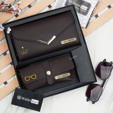 Load image into Gallery viewer, Personalised Women's Clutch & Eyewear Case with Name & Charm, Women's Gift Combo for Girlfriend, Friend, Wife, Mother & Sister