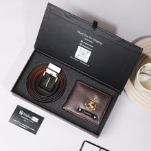 Load image into Gallery viewer, Personalized Leather Name Men's Wallet and Belt With Name and Charm | Best Customised (2 in 1 Gift Combo) for Boyfriend Friend Husband Father & Son on Birthday and Anniversary