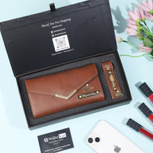 Load image into Gallery viewer, Special Gift for Wife/Girlfriend with name | Leather Women's Clutch with Matching Keychain