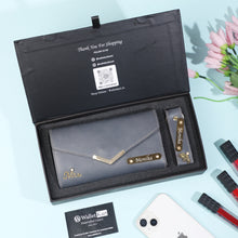 Load image into Gallery viewer, Special Gift for Wife/Girlfriend with name | Leather Women's Clutch with Matching Keychain