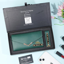Load image into Gallery viewer, Special Gift for Wife/Girlfriend with name | Leather Women's Clutch with Matching Keychain