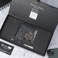 Load image into Gallery viewer, Personalized Crocodile Leather Name Men's Wallet and Pen | Best Customised 2-in1 Gift Combo For Boyfriend Husband Father And Son on Birthday & Anniversary