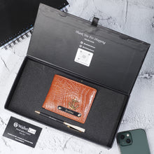 Load image into Gallery viewer, Personalized Crocodile Leather Name Men's Wallet and Pen | Best Customised 2-in1 Gift Combo For Boyfriend Husband Father And Son on Birthday & Anniversary