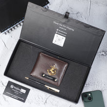 Load image into Gallery viewer, Personalised Leather Name Men's Wallet & Pen | Best Customised Gift Combo for Boyfriend Friend Husband Father & Son