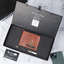 Load image into Gallery viewer, Personalised Leather Name Men's Wallet & Pen | Best Customised Gift Combo for Boyfriend Friend Husband Father & Son